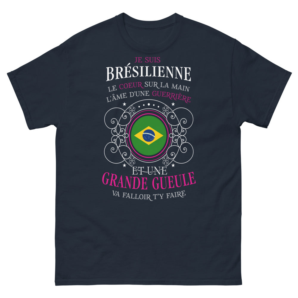T-shirt Brésilienne marine - guerrière et grande gueule