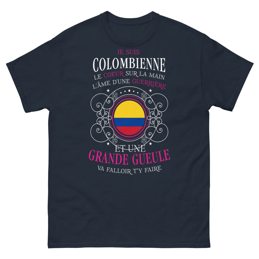 T-shirt Colombie marine face - guerrière et grande gueule
