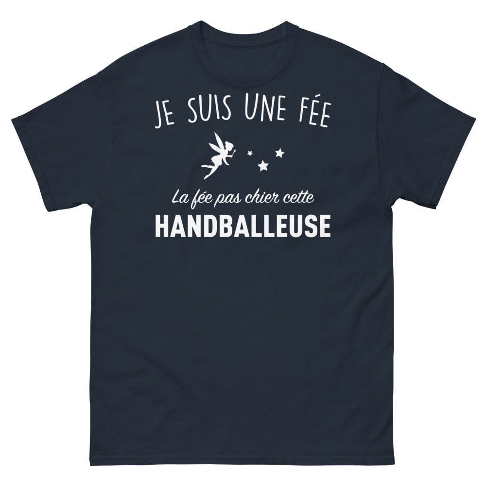 T-shirt handballeuse féérique marine - texte Je suis une fée
