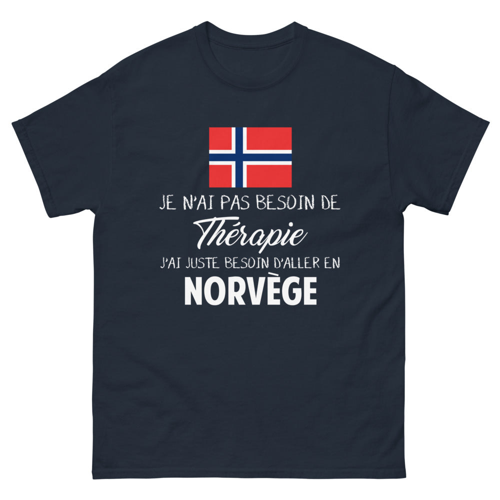 T-shirt Norvège marine - fjords et aurores