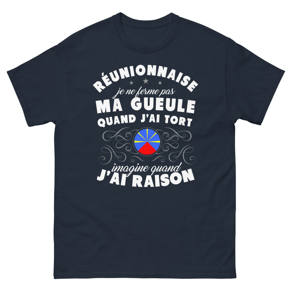 T-shirt Réunionnaise marine - Audacieuse humour et fierté