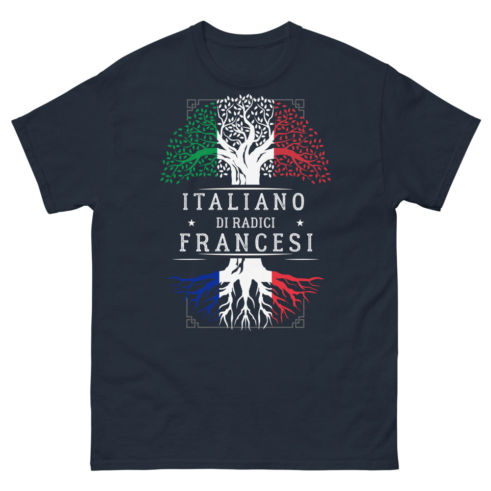 T-Shirt origini italiane e radici francesi blu scuro - doppio retaggio