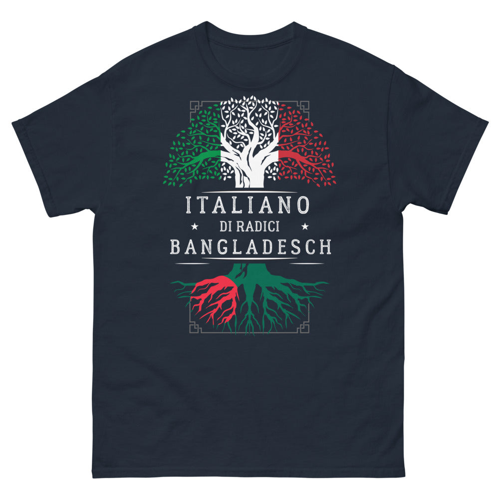 T-shirt Origine italienne et bangladaise marine - fusione culturale