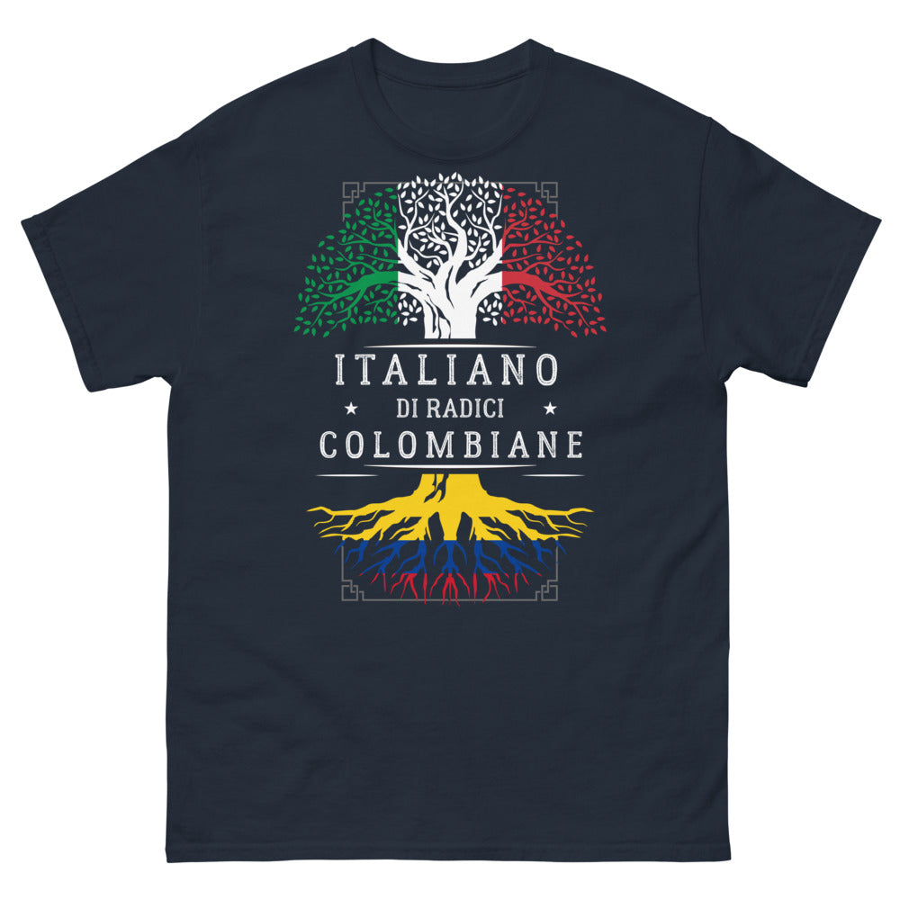 T-shirt Italo-colombiana blu marino - Radici fiero