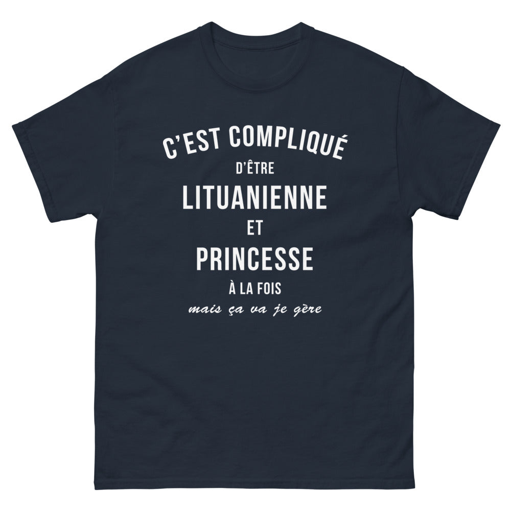 T-shirt Lituanie marine - C'est compliqué d'être Lituanienne et Princesse