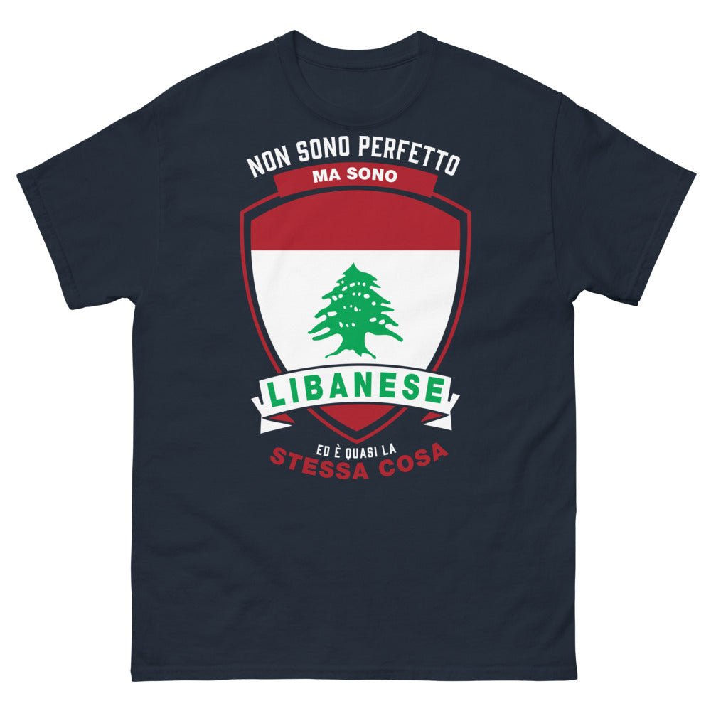 T-Shirt Libano Blu Navy - Non sono perfetto ma sono libanese
