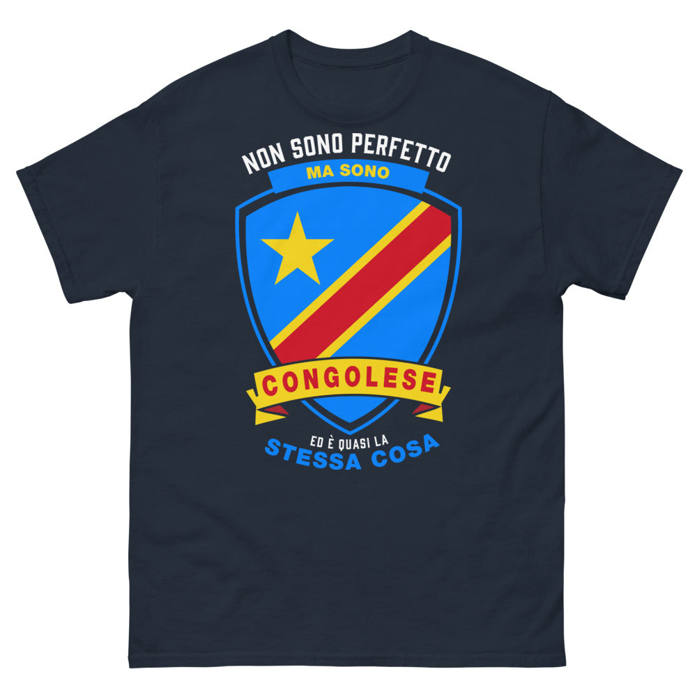 T-Shirt Congo blu navy - Non sono perfetto ma sono Congolese