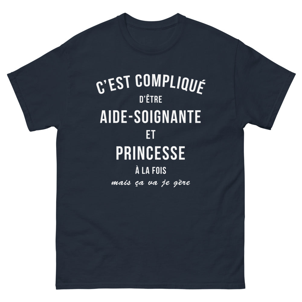 T-shirt aide-soignante et princesse marine - double vie chic