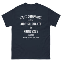 Thumbnail for T-shirt aide-soignante et princesse marine - double vie chic