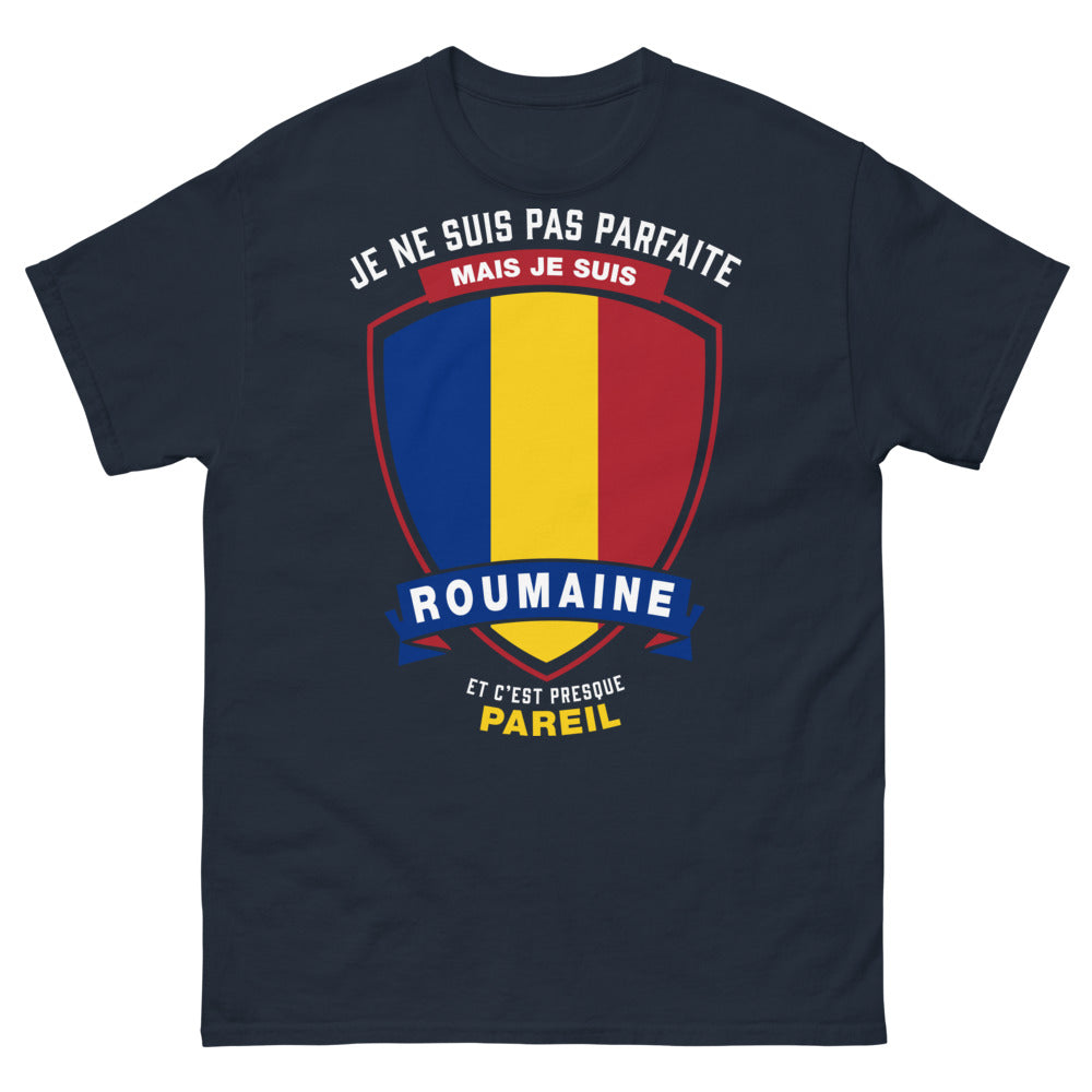 T-shirt Roumaine marine face - je suis rouaine et fière