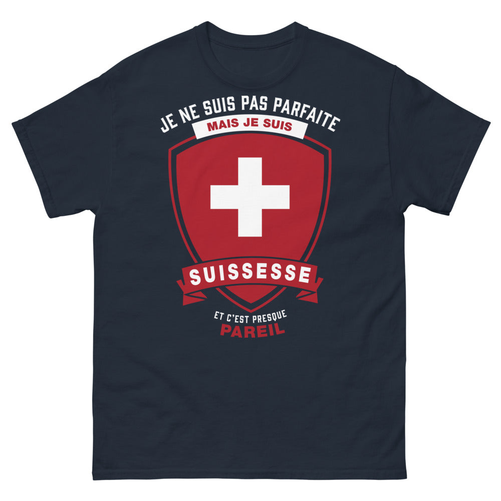 T-shirt Suisse marine face - Je ne suis pas parfaite mais je suis Suissesse