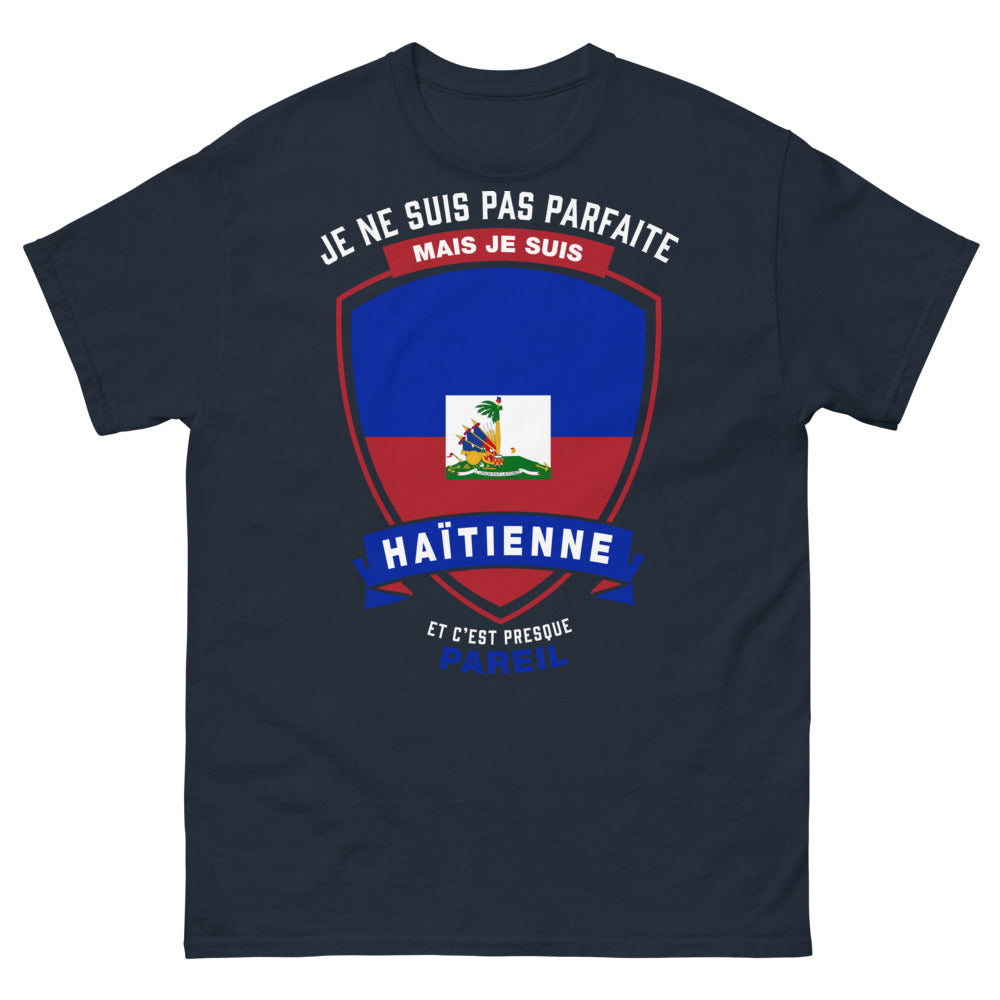 T-shirt Haïtienne marine - Je ne suis pas parfaite mais je suis Haïtienne