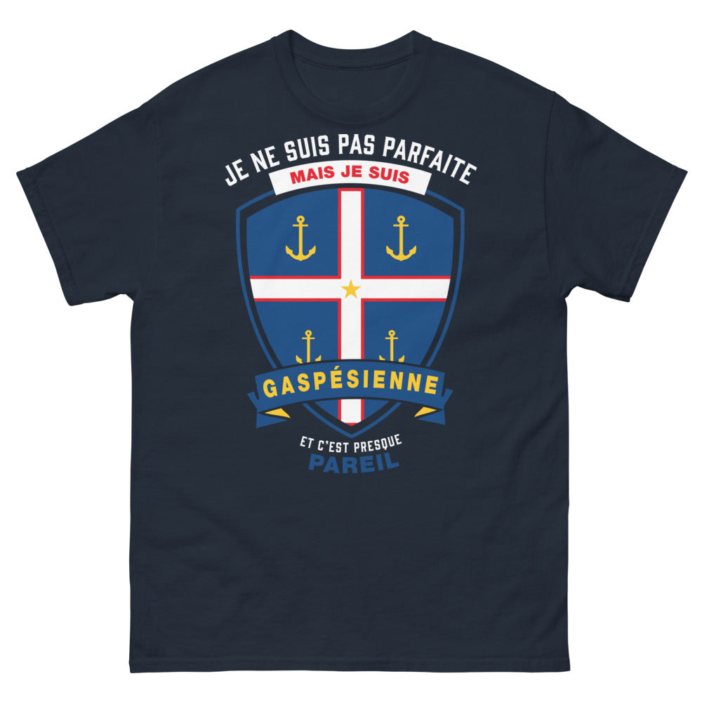 T-shirt Gaspésie marine - Je ne suis pas parfaite mais je suis gaspésienne