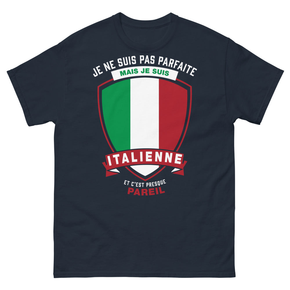 T-shirt Italienne marine - Je ne suis pas parfaite mais je suis Italienne
