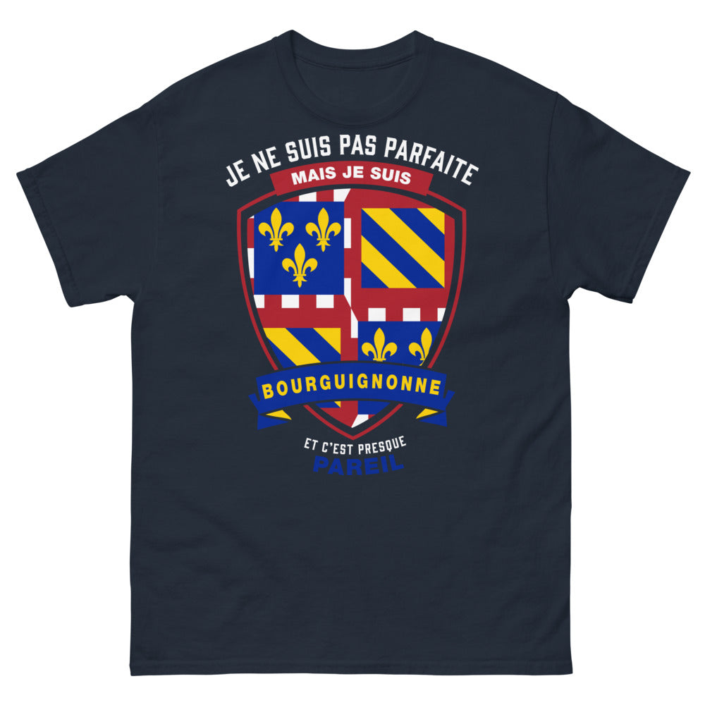 T-shirt Bourgogne marine - Je ne suis pas parfaite mais je suis Bourguignonne