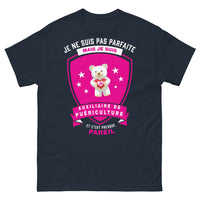 Thumbnail for T-shirt auxiliaire de puériculture marine - Pas parfaite, juste passionnée puériculture