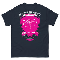 Thumbnail for T-shirt aide-soignante marine - Je ne suis pas parfaite