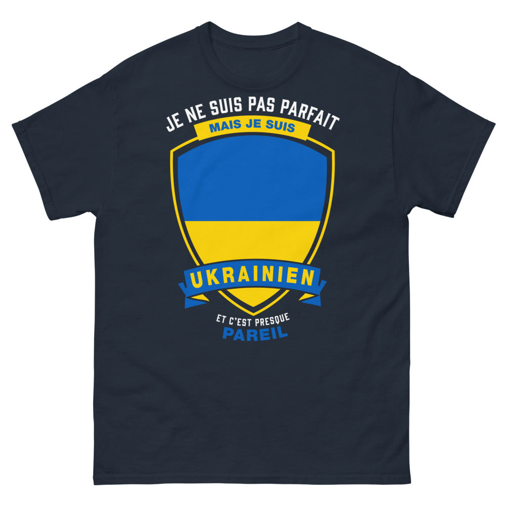 T-shirt Ukraine marine - Je ne suis pas parfait mais je suis Ukrainien