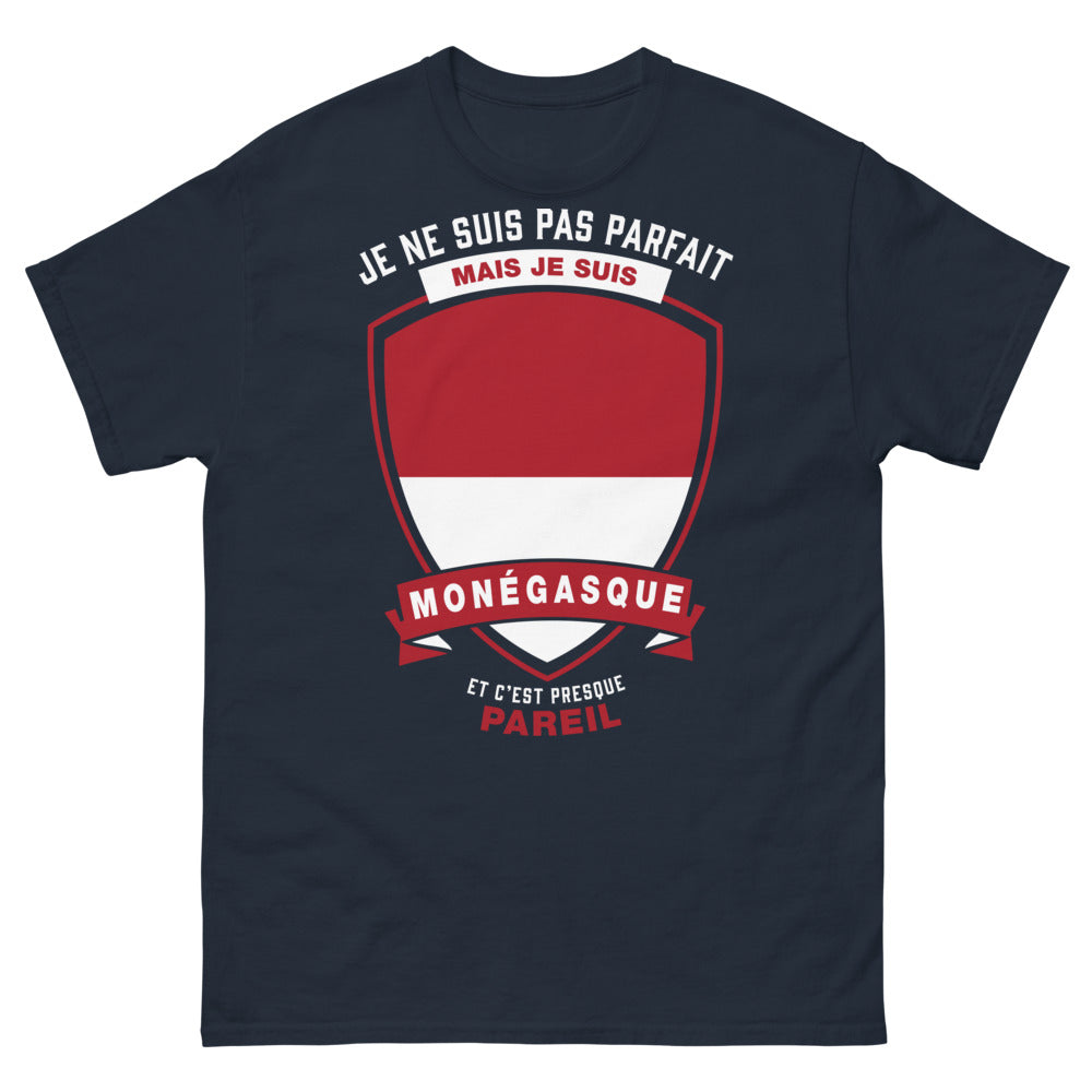 T-shirt Monégasque marine - Je ne suis pas parfait mais je suis Monégasque