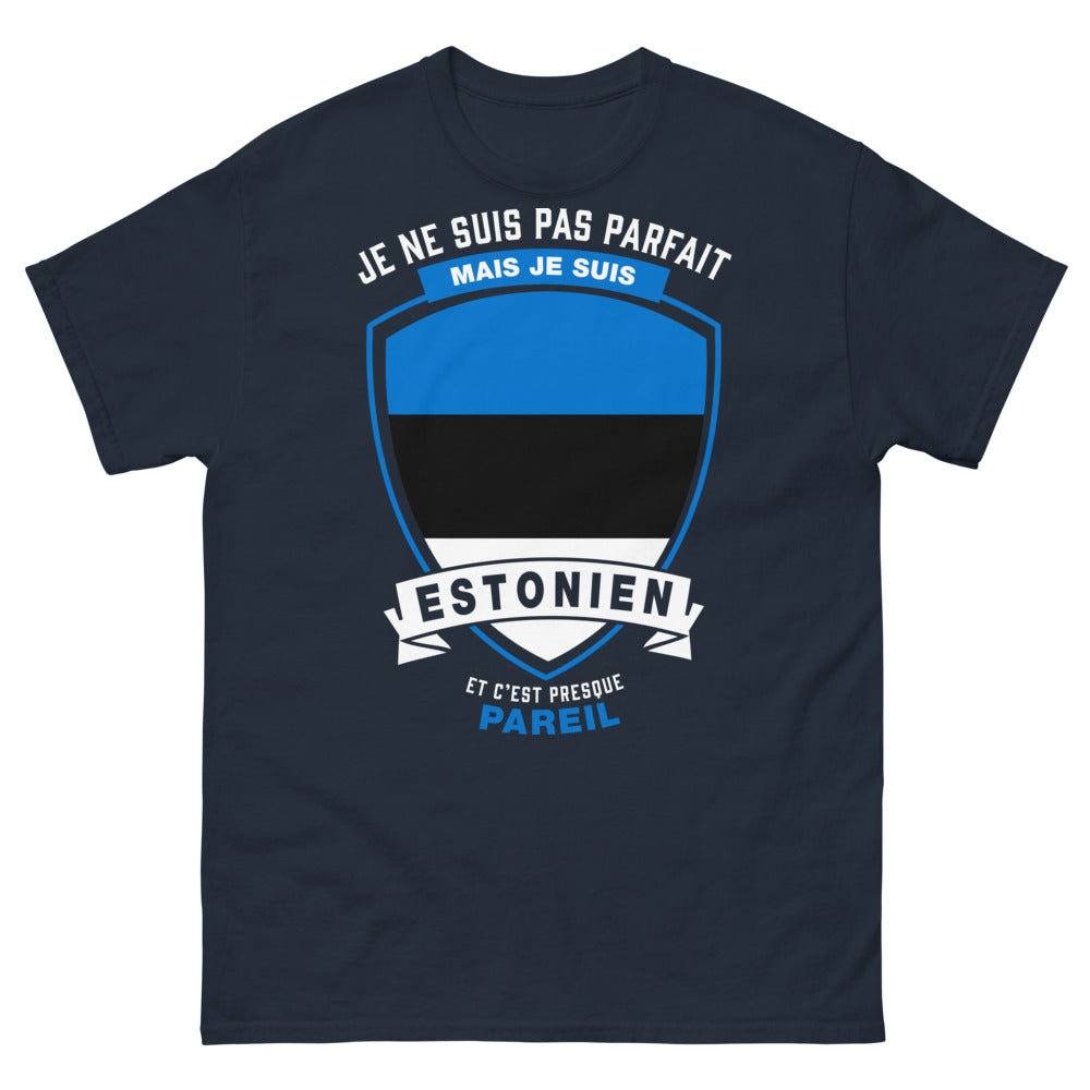 T-shirt Estonie marine - Je ne suis pas parfait mais je suis estonien
