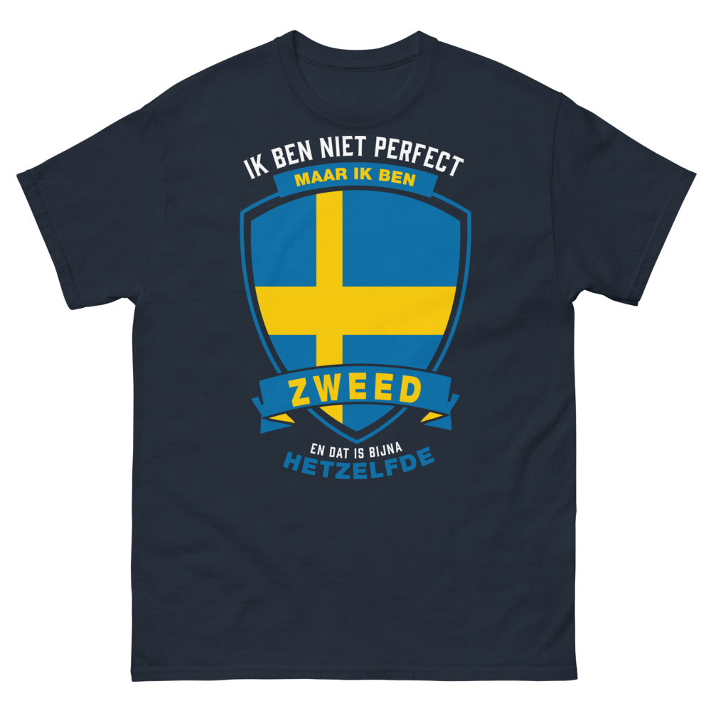 T-Shirt Schweden Marineblau - Niemand ist perfekt, aber ich bin Schwede