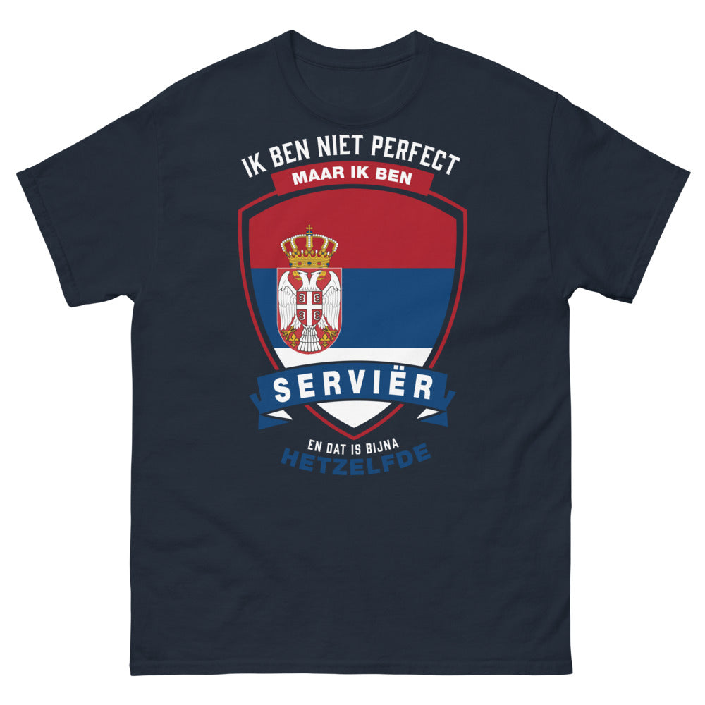 T-Shirt Serbisch Marineblau - Ich bin nicht perfekt, aber ich bin Serbe