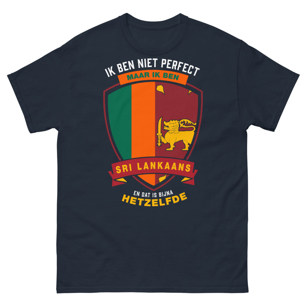 Marineblaues T-Shirt Sri Lanka - Ik ben niet perfect maar ik ben Sri Lankaans
