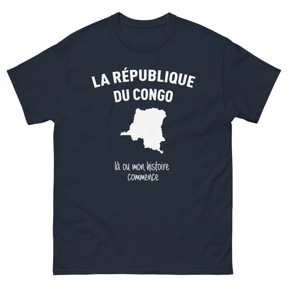 T-shirt République du Congo marine face - Là où mon histoire commence