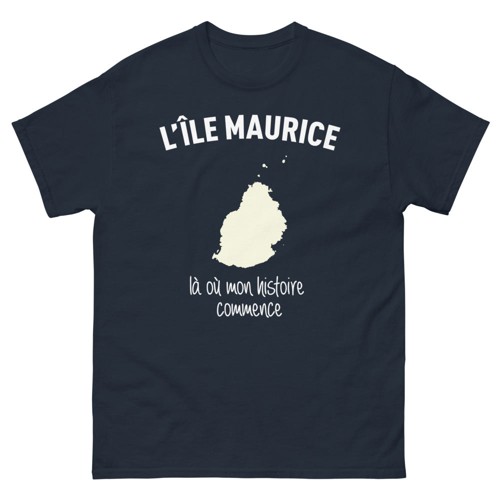 T-shirt Île Maurice marine - Là Où Mon Histoire Commence