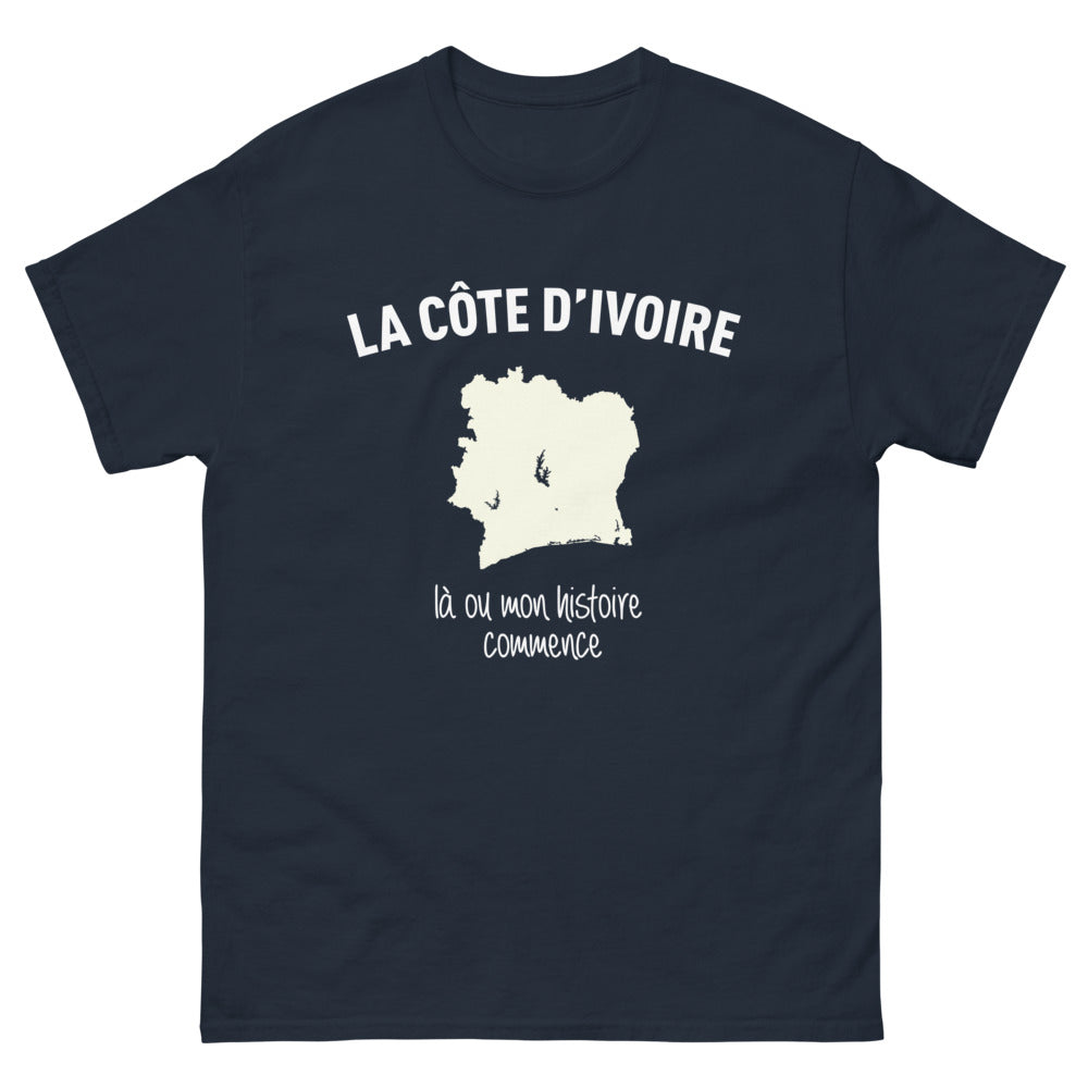 T-shirt Côte d'Ivoire marine face - où mon histoire commence