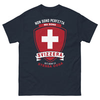 Thumbnail for Maglietta Svizzera blu navy frontale - Non sono perfetta ma sono Svizzera