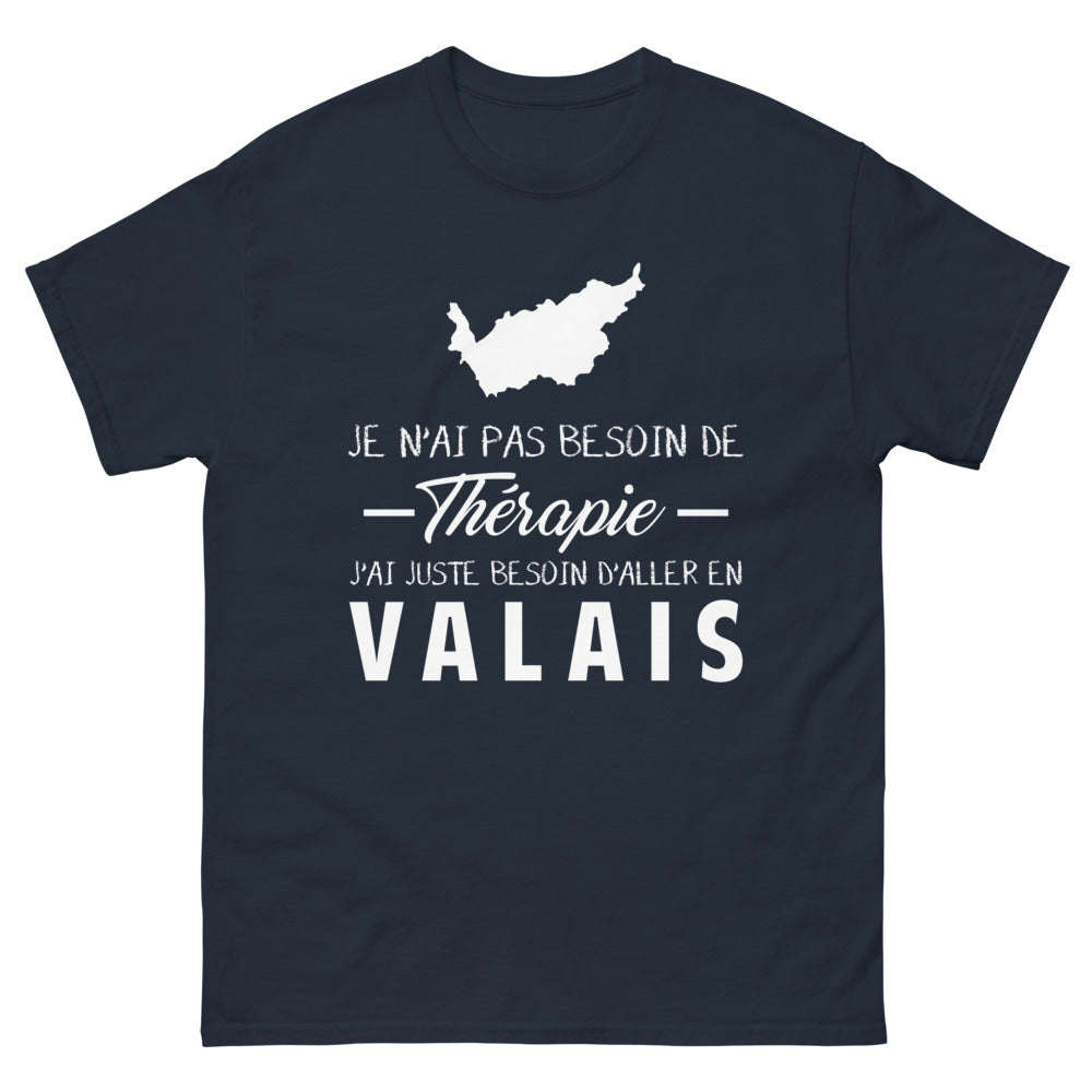 T-shirt Valais marine - Je n'ai pas besoin de thérapie, juste du Valais