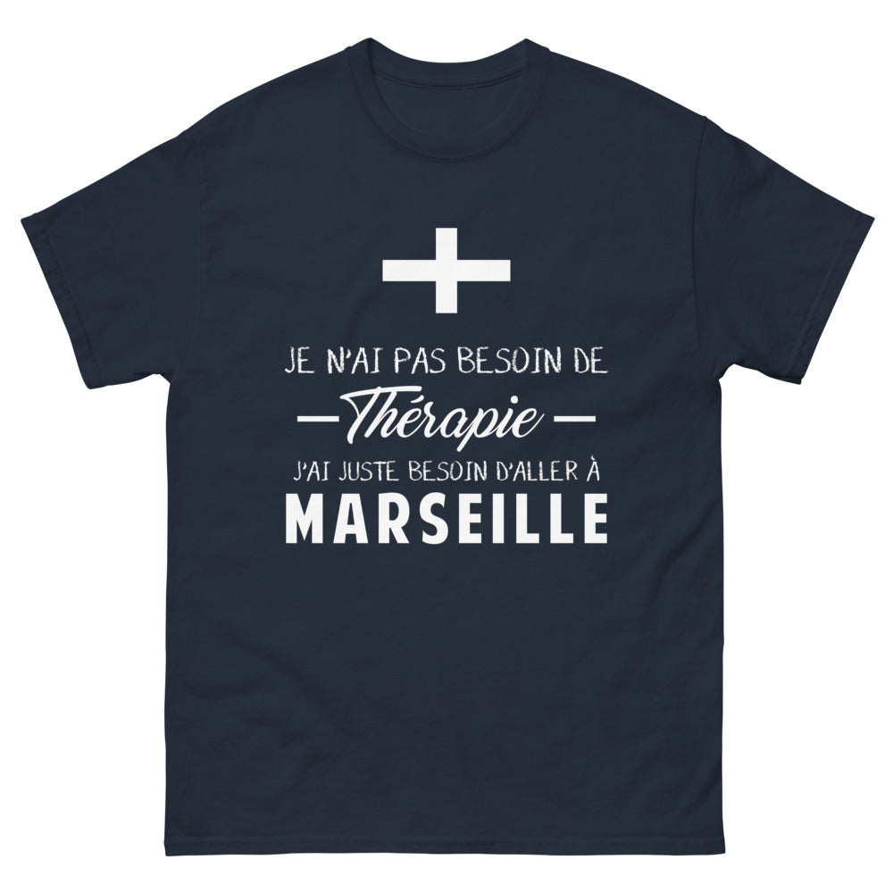 T-shirt Marseille marine - je n'ai pas besoin d'une thérapie