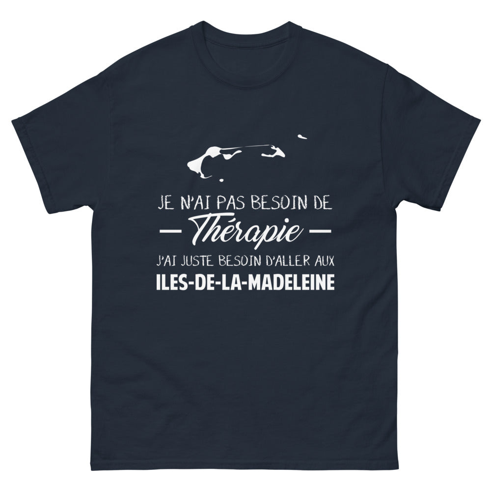 T-shirt Îles de la Madeleine bleu marine - Je n'ai pas besoin de thérapie