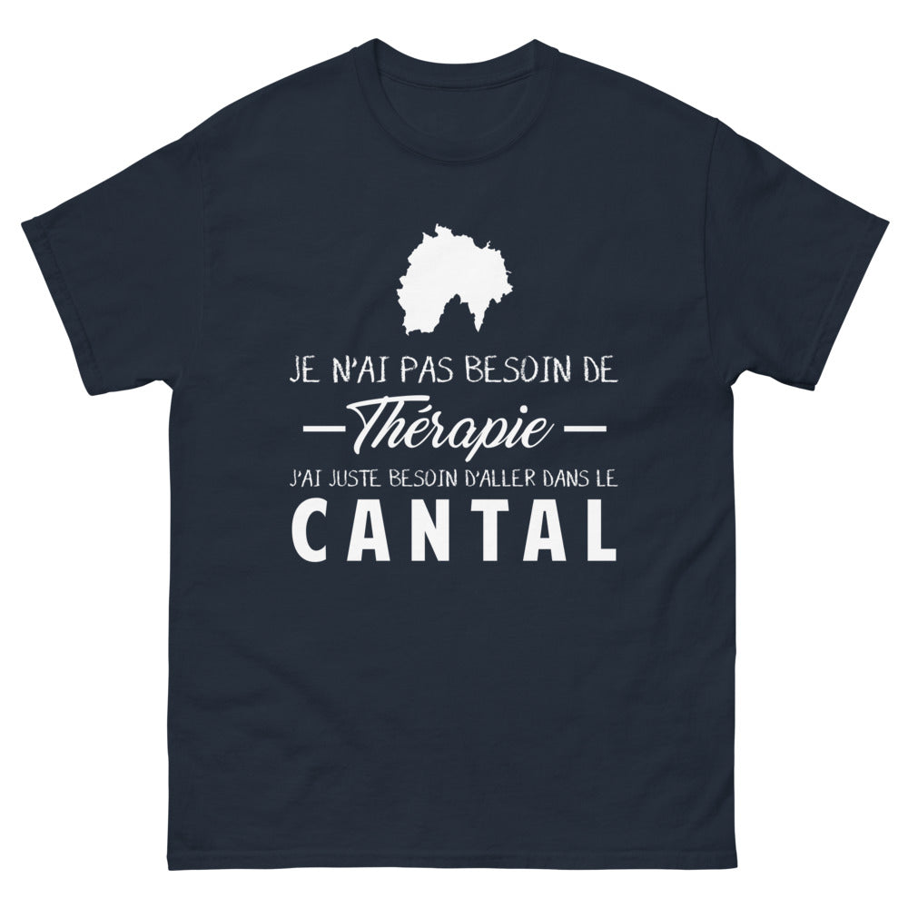 T-shirt Cantal humour bleu marine - Aucun besoin de thérapie