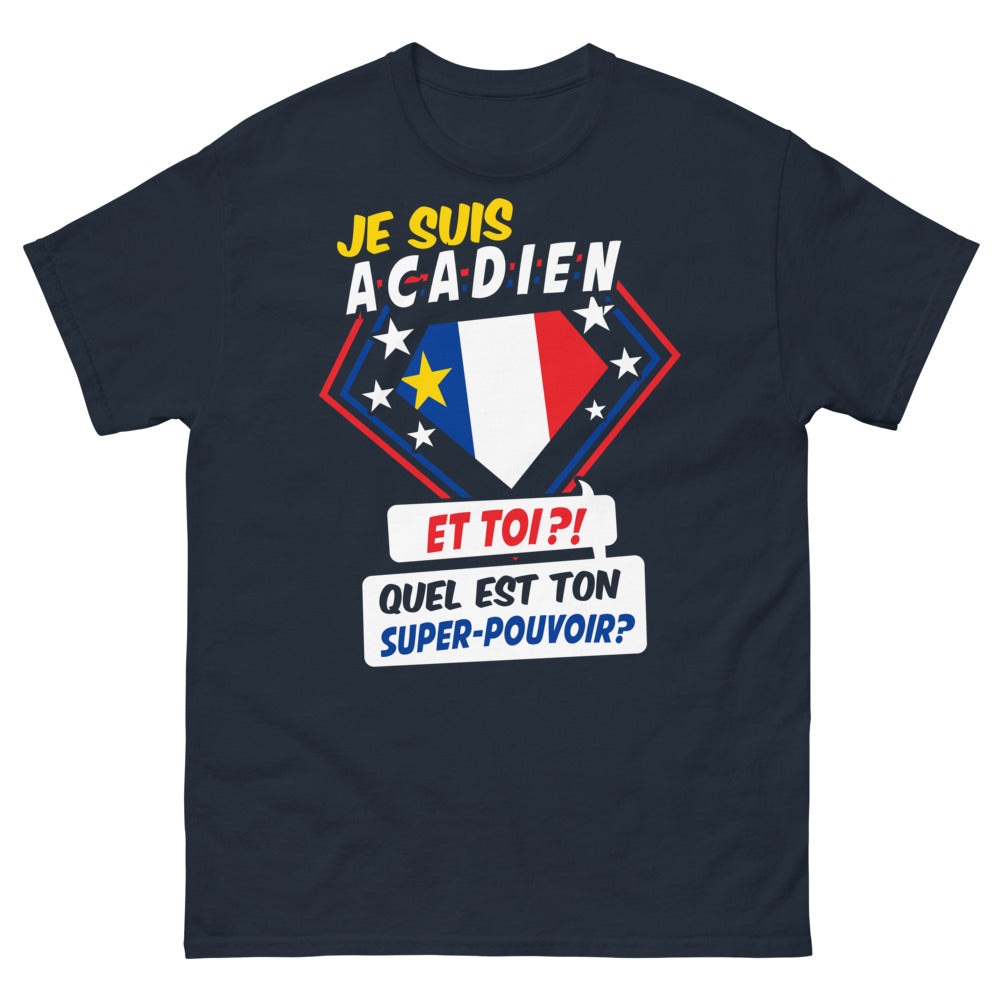 T-shirt Acadien marine - quel est ton super pouvoir