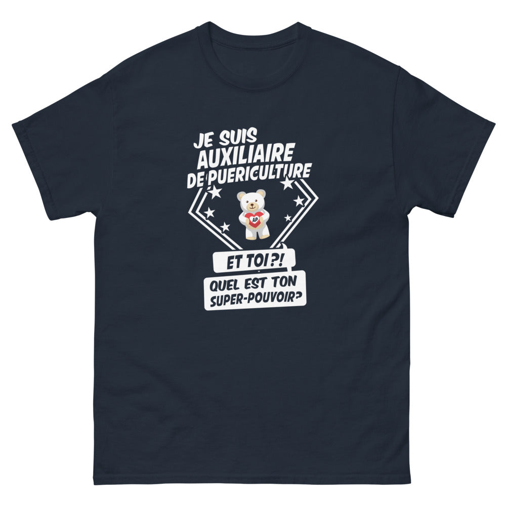 T-shirt Auxiliaire de puériculture marine - quel est ton pouvoir