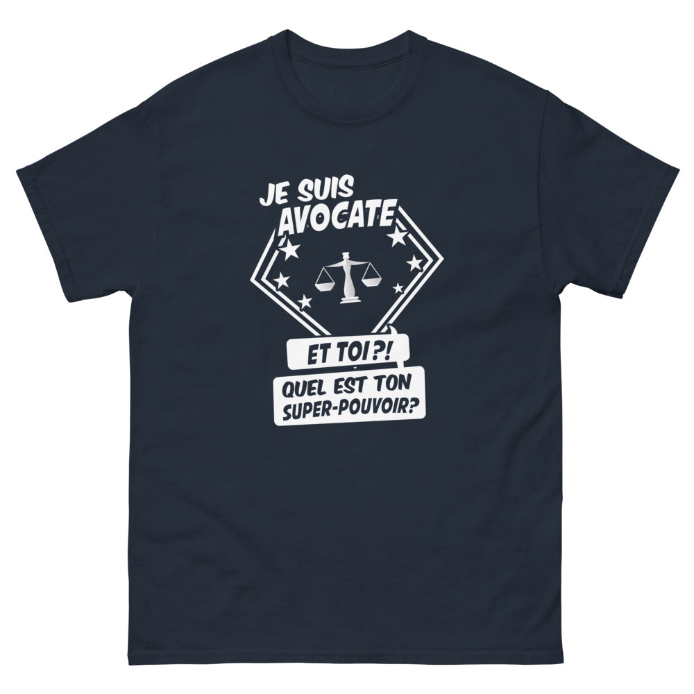 T-shirt avocate bleu marine face - Quel est ton super pouvoir?