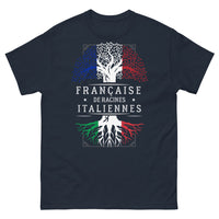 Thumbnail for T-shirt Française de Racines Italiennes marine - pasta, fromage et fierté