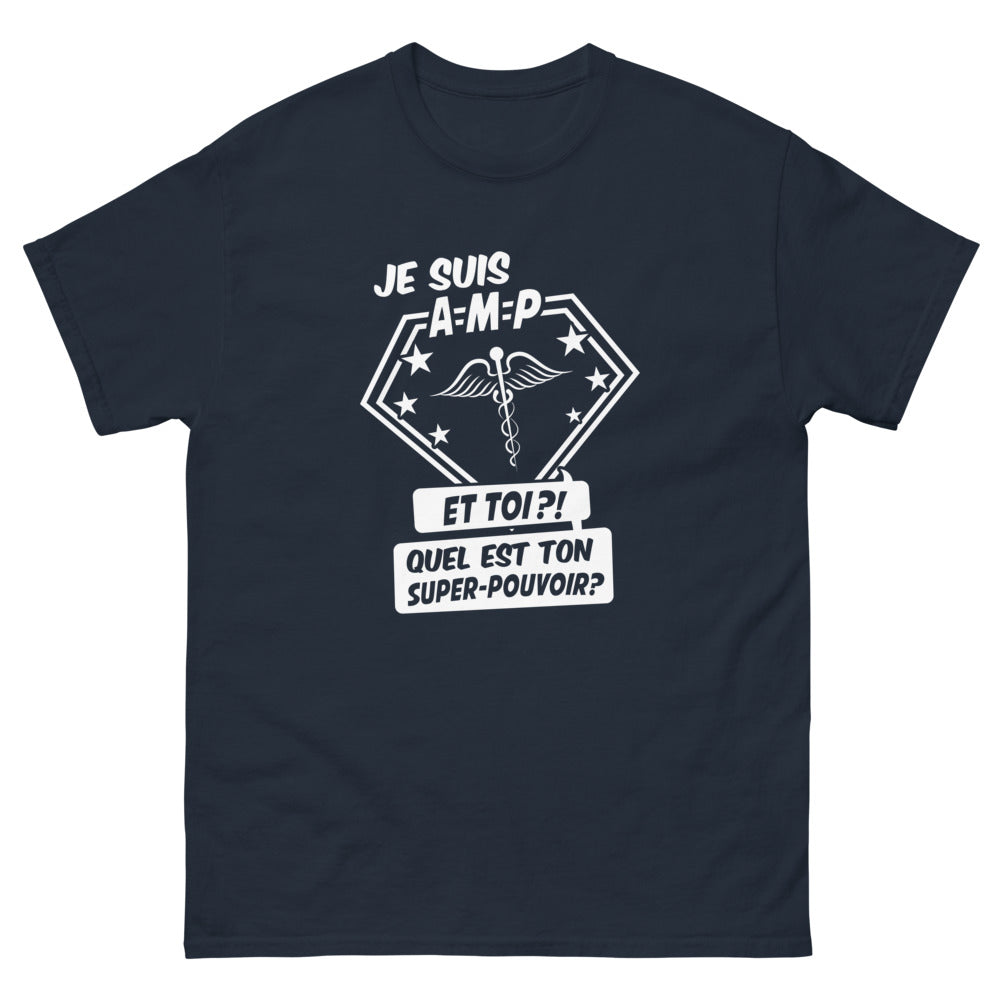 T-shirt Assistant(e) Maternelle marine - super pouvoir AMP