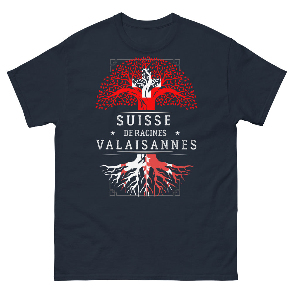 T-shirt Valaisan marine - racines et montagnes sombre