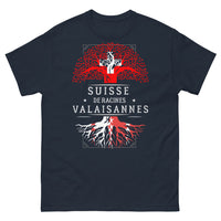 Thumbnail for T-shirt Valaisan marine - racines et montagnes sombre