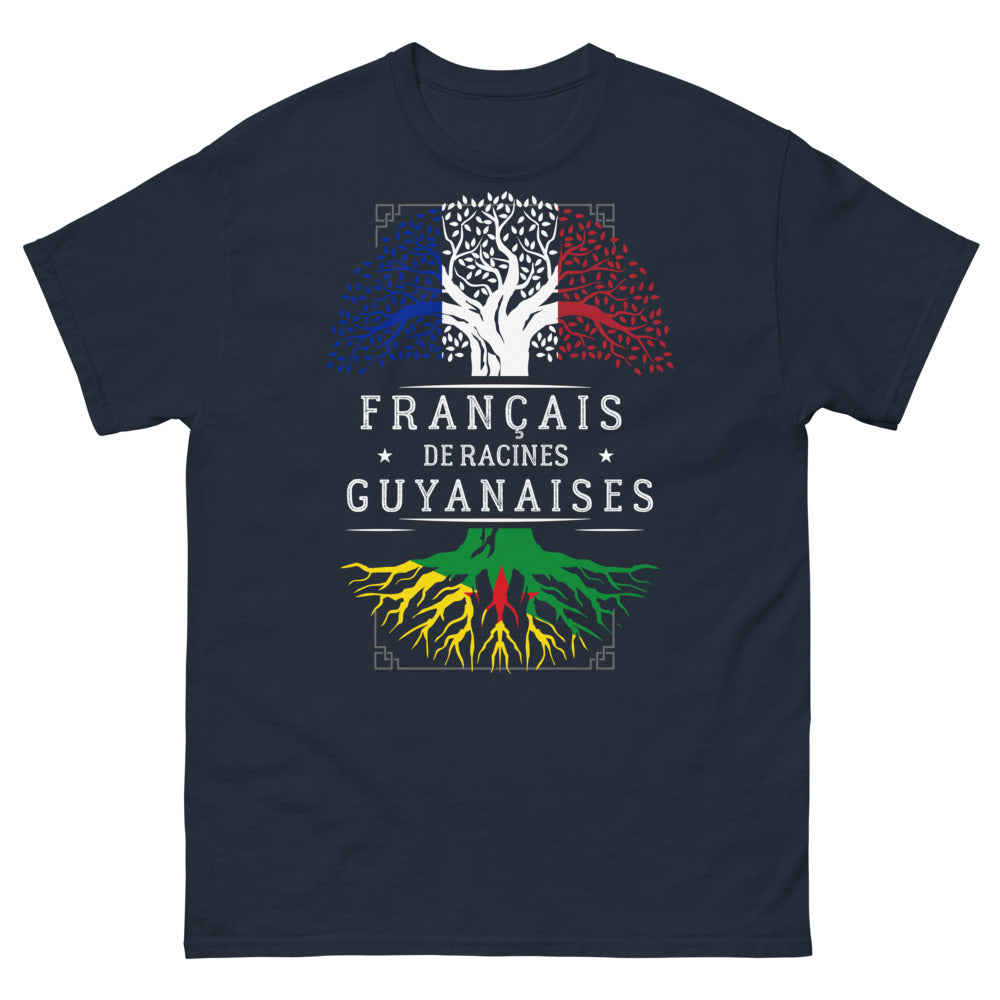 T-shirt Français de Racines Guyanaises marine - fierté et authenticité