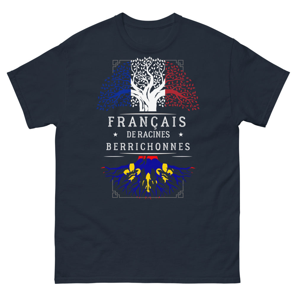 T-shirt Français de Racines berrichonnes marine - design sombre et fier