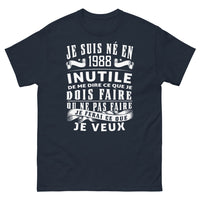 Thumbnail for T-shirt Année 1988 bleu marine - né en 1988, libre