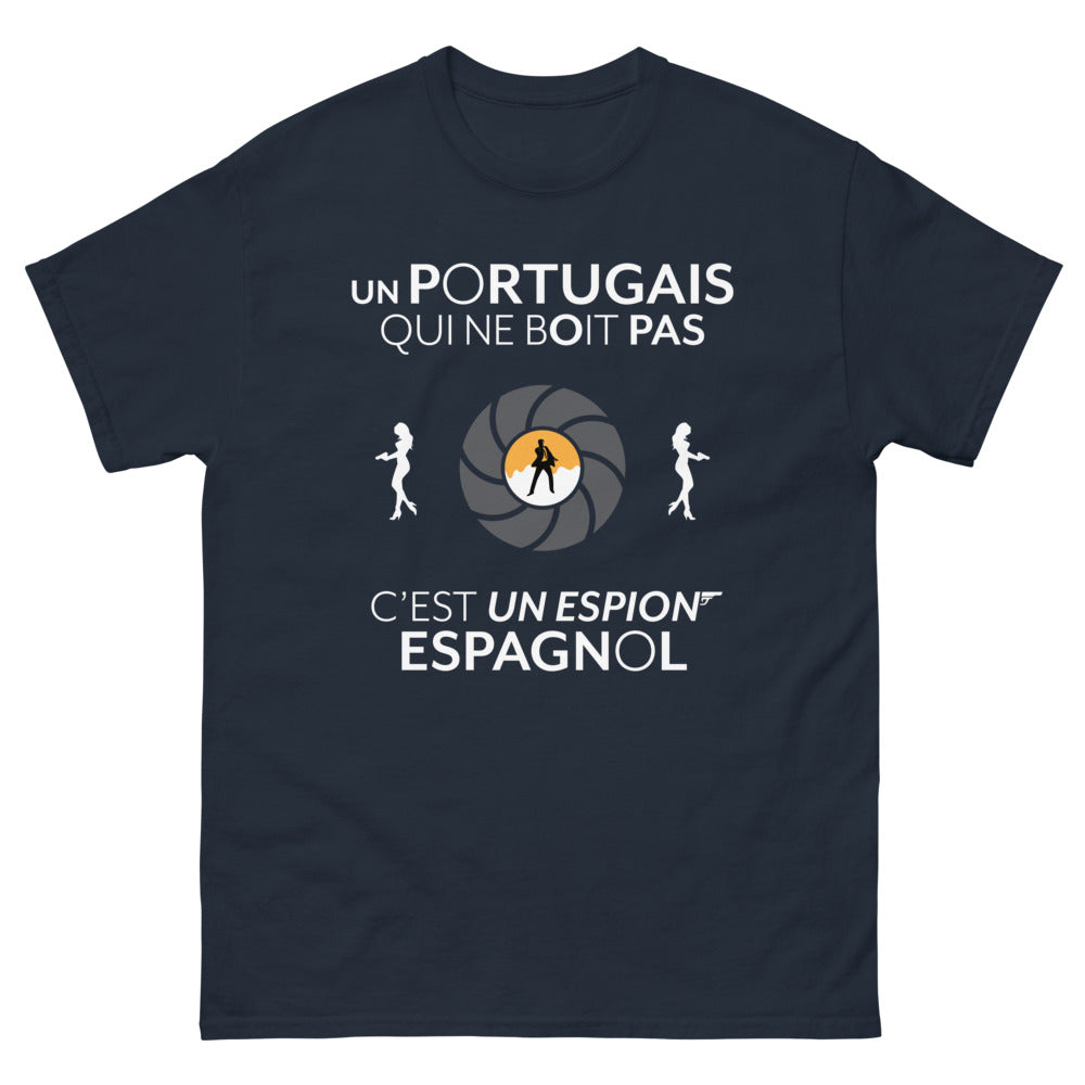 T-shirt Portugais marine - Un Portugais qui ne boit pas