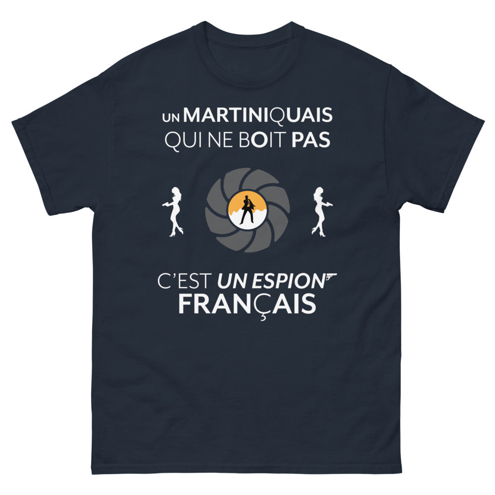 T-shirt Martiniquais marine - espion français sans cocktail humour