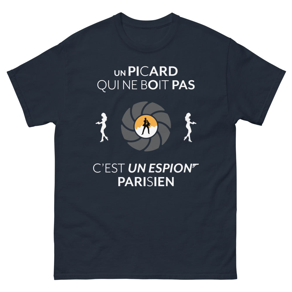 T-shirt Picardie marine - Un Picard qui ne boit pas, c'est un espion parisien