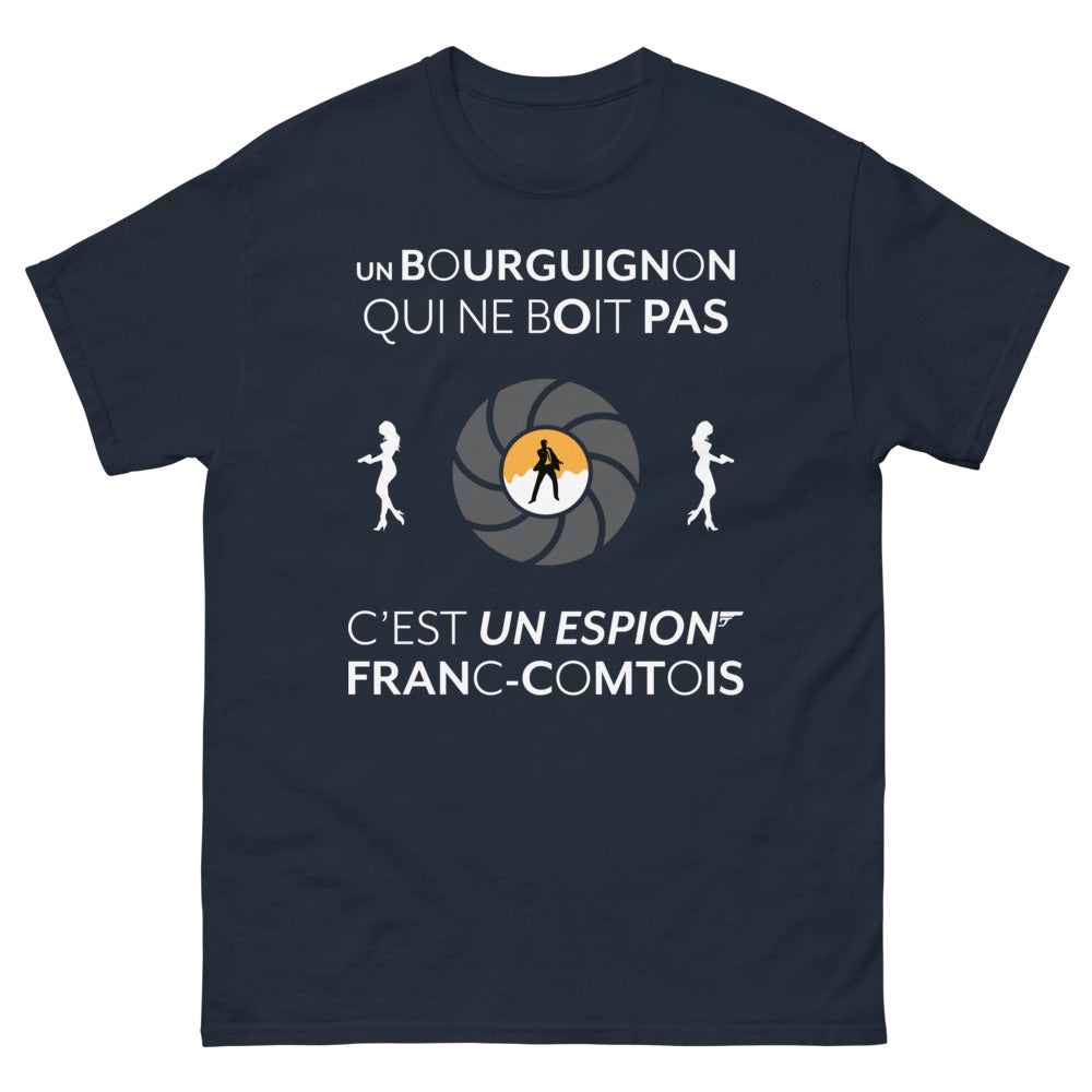 T-shirt Bourguignon espion-franc-comtois marine - humour et fierté locale