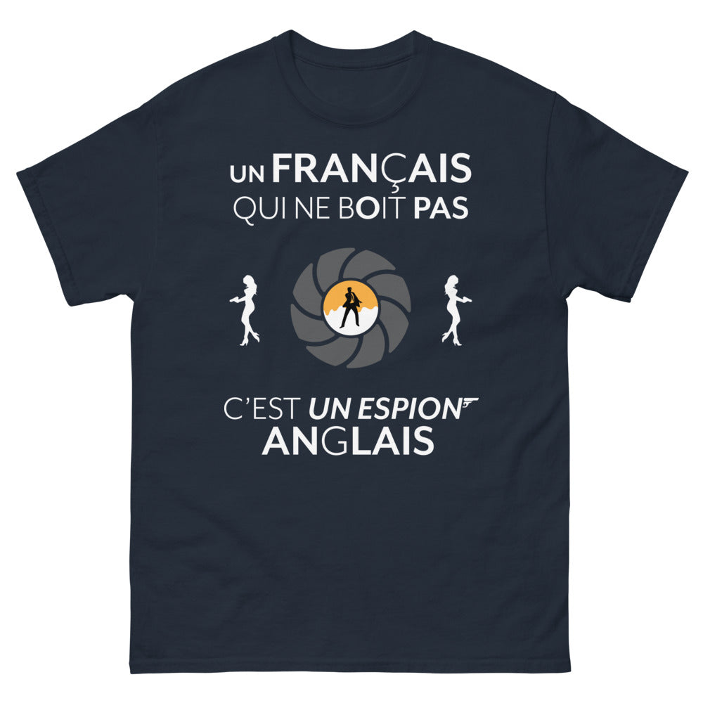 T-shirt espion anglais marine - Un Français qui ne boit pas